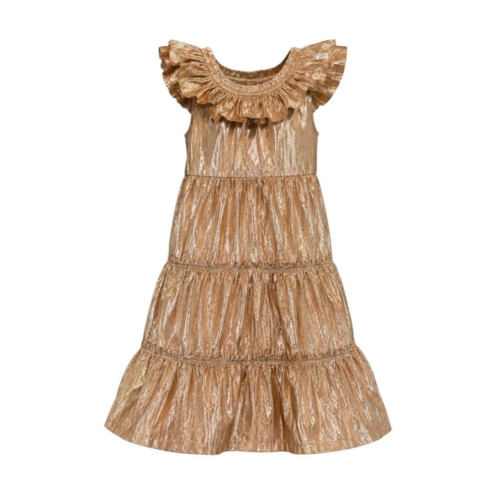 Janie And Jack Rachel Zoe Kids Metallic Gold Copper Bronze Fancy Tiered Girls 4